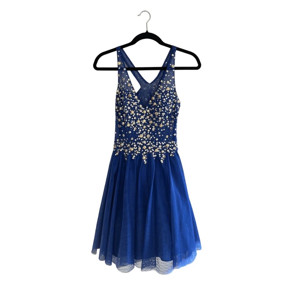 Dancing Queen Blue and Gold Prom Dress